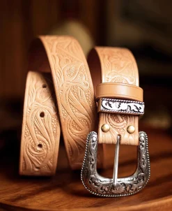 New Arabesque Carved Belt - Natural Belts