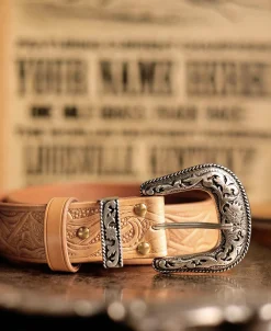 New Arabesque Carved Belt - Natural Belts