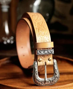 New Arabesque Carved Belt - Natural Belts
