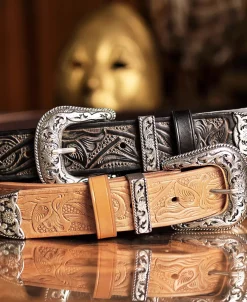 New Arabesque Carved Belt - Natural Belts