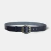 New Arrow & Shield Pattern Brass Buckle Leather Belt - Black Belts
