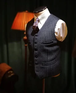 New Black & White Striped Tweed Vest Waistcoats