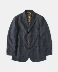 Outlet Blue-Gray Herringbone Tweed Suit Jacket Jackets&coats