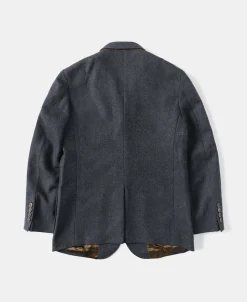 Outlet Blue-Gray Herringbone Tweed Suit Jacket Jackets&coats