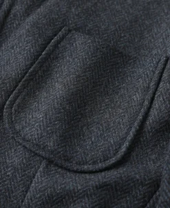 Outlet Blue-Gray Herringbone Tweed Suit Jacket Jackets&coats