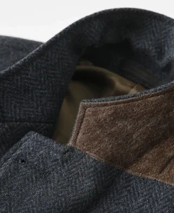Outlet Blue-Gray Herringbone Tweed Suit Jacket Jackets&coats