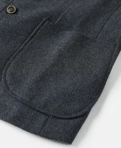 Outlet Blue-Gray Herringbone Tweed Suit Jacket Jackets&coats