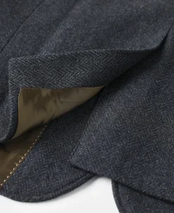 Outlet Blue-Gray Herringbone Tweed Suit Jacket Jackets&coats
