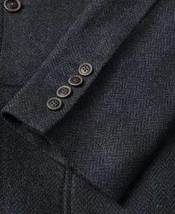 Outlet Blue-Gray Herringbone Tweed Suit Jacket Jackets&coats
