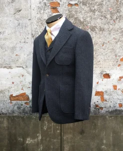 Outlet Blue-Gray Herringbone Tweed Suit Jacket Jackets&coats
