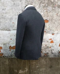 Outlet Blue-Gray Herringbone Tweed Suit Jacket Jackets&coats