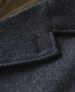 Outlet Blue-Gray Herringbone Tweed Suit Jacket Jackets&coats