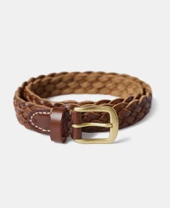 Discount Braided Leather Belt - Brown Belts