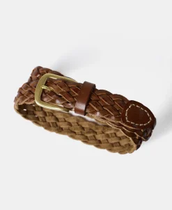 Discount Braided Leather Belt - Brown Belts