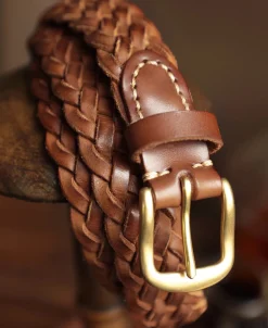 Discount Braided Leather Belt - Brown Belts