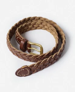 Discount Braided Leather Belt - Brown Belts