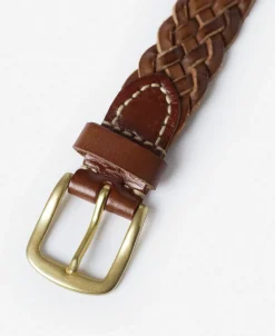 Discount Braided Leather Belt - Brown Belts