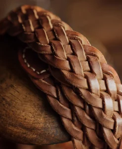 Discount Braided Leather Belt - Brown Belts