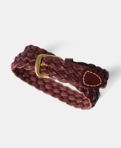 Sale Braided Leather Belt - Burgundy Belts