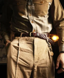 Sale Braided Leather Belt - Burgundy Belts