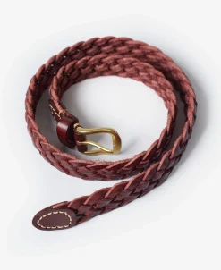 Sale Braided Leather Belt - Burgundy Belts