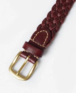 Sale Braided Leather Belt - Burgundy Belts