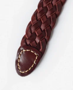 Sale Braided Leather Belt - Burgundy Belts