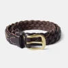 Outlet Braided Leather Belt - Coffee Belts