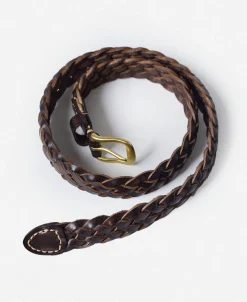 Outlet Braided Leather Belt - Coffee Belts