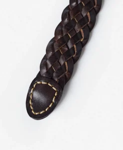 Outlet Braided Leather Belt - Coffee Belts