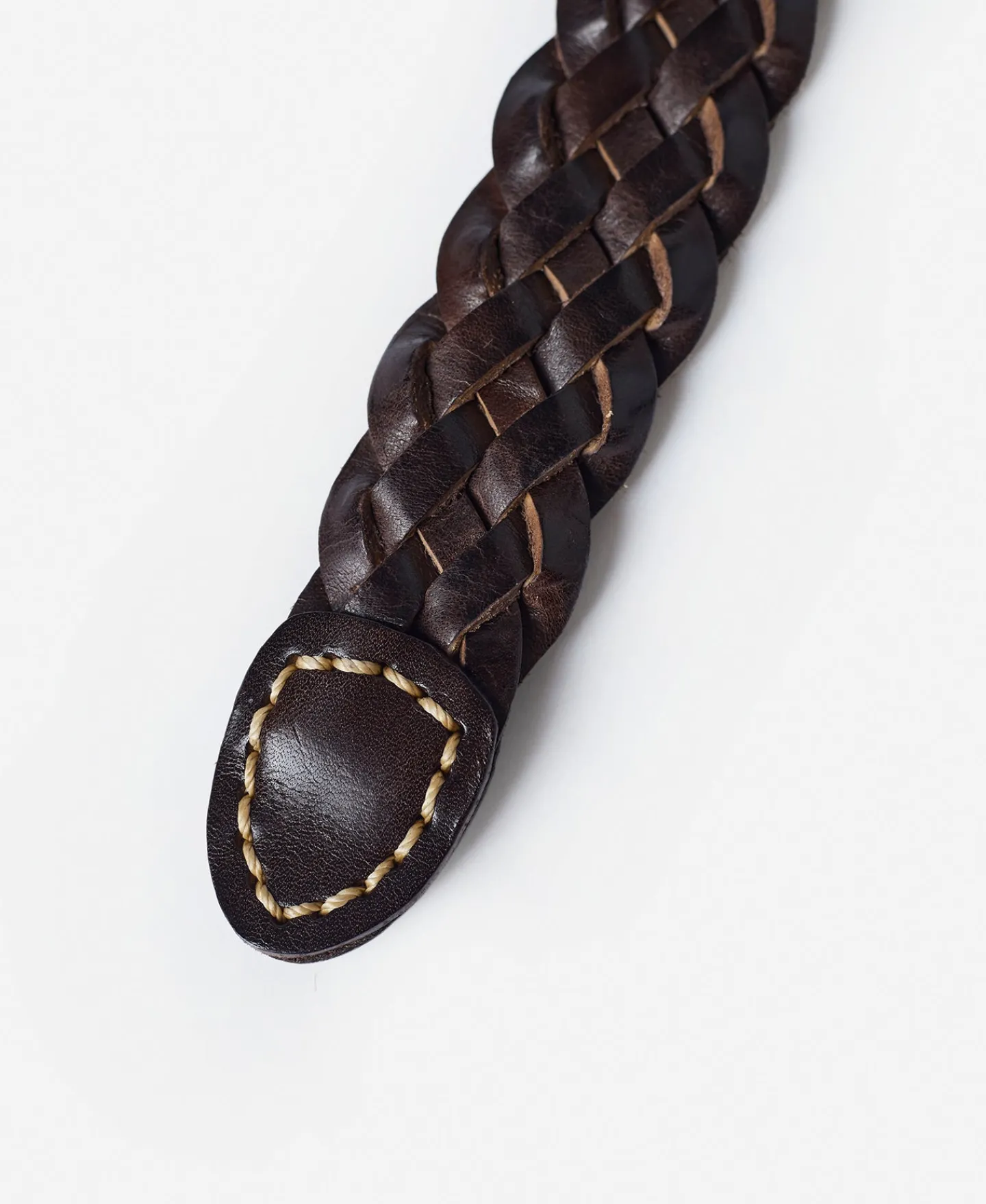 Outlet Braided Leather Belt - Coffee Belts