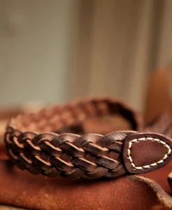 Outlet Braided Leather Belt - Coffee Belts