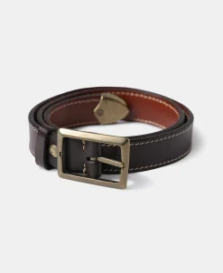 New Brass-Tipped Reversible Leather Belt - Coffee / Brown Belts