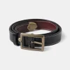 Discount Brass-Tipped Reversible Leather Belt - Black / Reddish Brown Belts