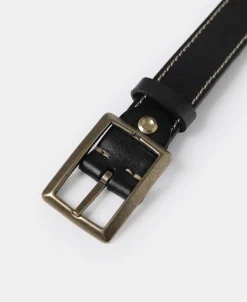 Discount Brass-Tipped Reversible Leather Belt - Black / Reddish Brown Belts
