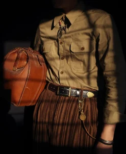 Discount Brass-Tipped Reversible Leather Belt - Black / Reddish Brown Belts
