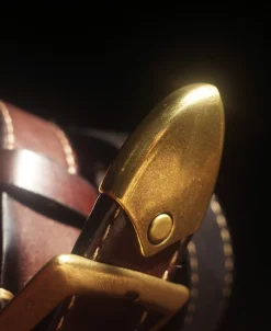 Discount Brass-Tipped Reversible Leather Belt - Black / Reddish Brown Belts