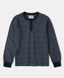 Online Breton Striped Henley Long Sleeve T-Shirt - Navy/White Henleys | Long Sleeve T-Shirts