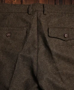 Online British Retro Brown Tweed Double Pleated Trousers Pants&trousers
