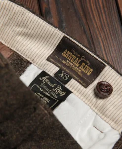 Online British Retro Brown Tweed Double Pleated Trousers Pants&trousers