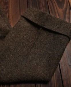 Online British Retro Brown Tweed Double Pleated Trousers Pants&trousers