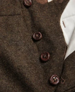 Online British Retro Brown Tweed Double Pleated Trousers Pants&trousers