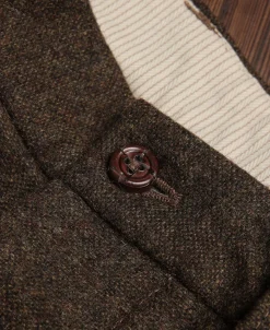 Online British Retro Brown Tweed Double Pleated Trousers Pants&trousers
