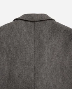 Discount Brown Herringbone Tweed Blazer Jackets&coats