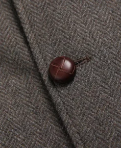Discount Brown Herringbone Tweed Blazer Jackets&coats