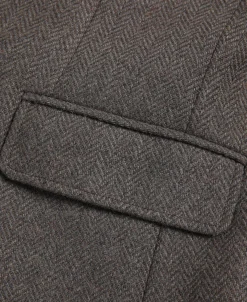 Discount Brown Herringbone Tweed Blazer Jackets&coats