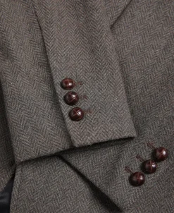 Discount Brown Herringbone Tweed Blazer Jackets&coats