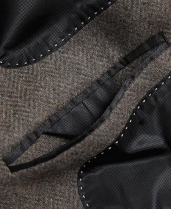 Discount Brown Herringbone Tweed Blazer Jackets&coats