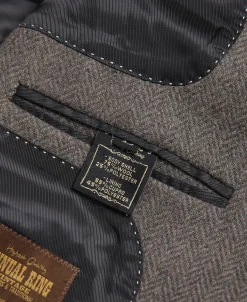 Discount Brown Herringbone Tweed Blazer Jackets&coats