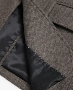 Discount Brown Herringbone Tweed Blazer Jackets&coats
